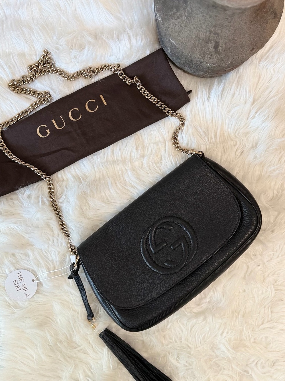 GUCCI SOHO CHAIN CROSSBODY MEDIUM LEATHER BAG